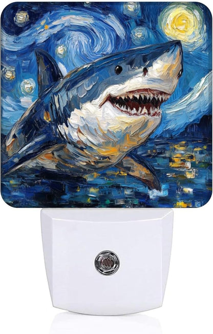LED Night Lights Plug into Wall, Starry Night Great White Shark Decorative