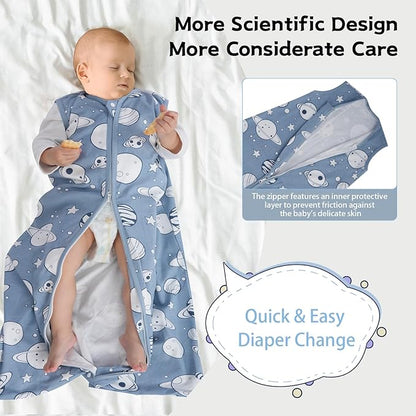 Baby Sleep Sack 6-12 Months,100% Cotton TOG 0.5 Wearable Blanket for Boys and Girls, 3 Pack 2-Way Zipper Lightweight Sleeping Bags for Toddler Newborn Infant