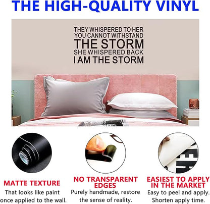 SEATUNE Inspirational Quotes Wall Stickers - Women Teen Girls Wall Decals - Positive Motivational Encouragement Home Vinyl Art Wall Decor - They Whispered to Her You Cannot Withstand The Storm 21"X11"