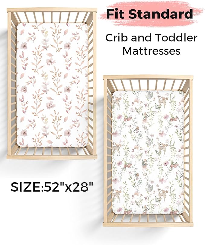 Crib Sheets for Boys and Girls, 2 Pack Fitted Baby Sheets for Standard Toddler Mattress 28" x 52", Soft Breathable Jersey Knit Baby Bedding (Deep Blue)