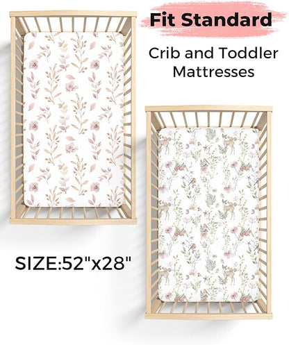 Crib Sheets for Boys and Girls, 2 Pack Fitted Baby Sheets for Standard Toddler Mattress 28" x 52", Soft Breathable Jersey Knit Baby Bedding (Deep Blue)