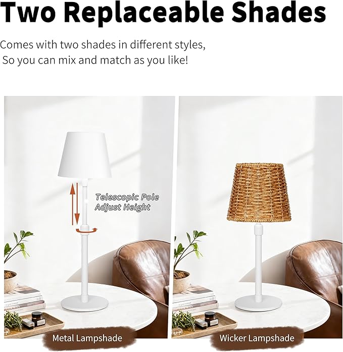 Mr.White Outdoor Waterproof Rechargeable Cordless Table Lamp