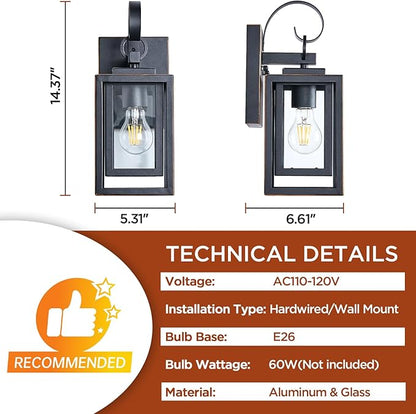 2-Pack Outdoor Wall Lights