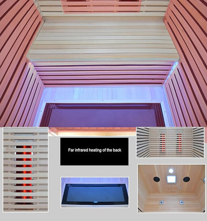 Wooden Infrared Sauna Room, Canadian Hemlock Low EMF, 2-3 Person 1832W Personal Home Spa Carbon Heater Sauna Full Spectrum Sauna Room