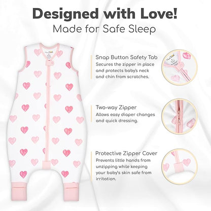 Mama Cheetah Toddler Sleep Sack with Feet 4T - 5T, 2.5 TOG Organic Cotton Baby Sleeping Bag with Legs, Baby Wearable Blankets for Walkers w/ 2-Way Zipper, Sleep Sack for Girls & Boys, Early Walker