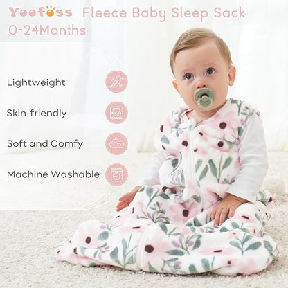 Yoofoss Fleece Baby Sleep Sack 2 Pack 1.5 Tog Baby Wearable Blanket with 2-Way Zipper