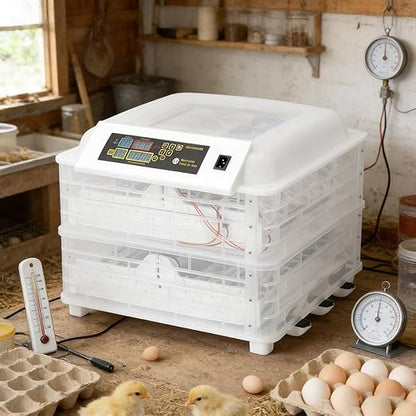 Incubator for Chicken Eggs, 112 Egg Automatic Incubator with Auto-Turning & Digital Control, Transparent Poultry Hatcher for Duck Quail Goose Parrot, Energy-Saving Incubator with Temperature Control