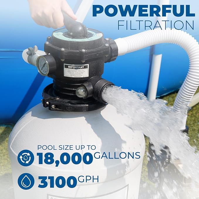 XtremepowerUS 3,100GPH Swimming Pool 16" Sand Filter 3/4 HP Pool Pump w/ Timer 15,000GAL Above Ground Pool Set