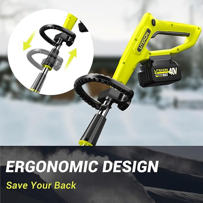 40V Brushless Cordless Snow Shovel, 13-Inch Electric Snow Blower with 2X 4.0Ah Batteries & Charger, Battery-Powered Snow Removal with 16.5FT Throw Distance for Patio, Deck, Driveway,Green