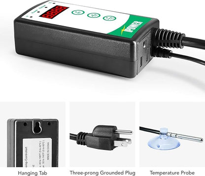 Simple Deluxe 150W Reptile Ceramic Heat Bulb with 8.5 Inch Clamp Lamp and Digital Thermostat Controller Combo Set for Incubating Chicken & Amphibian Pet, 2 Pack