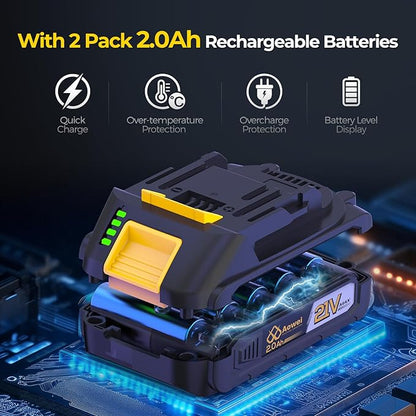 Mini Chainsaw Cordless, 6 inch Electric Chain Saw with 2 Pack 2.0Ah Rechargeable Batteries, Battery Powered Handheld Saw for Trees Trimming Wood Cutting, Perfect Gardening Tools,Gift for Men Dad Women