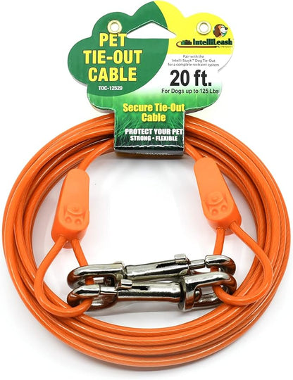 IntelliLeash Tie-Out Cables for Dogs: Strong, Safe, and Durable Dog Tie-Outs for Every Breed: 125 lb / 20 ft