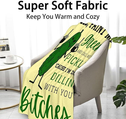 Pickle Throw Blanket for Teen - 50x60 Inches Throw Size - Soft Fluffy Cozy Blankets Gift - Beige Novelty Blanket Throws for Living Room Decorative