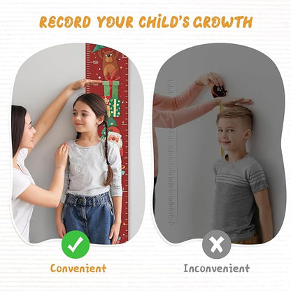Personalized Name Child Height Wall Chart, Baby Height Growth Chart Wall, Height Chart for Wall Room Wall Decor（Santa Claus Gifts）