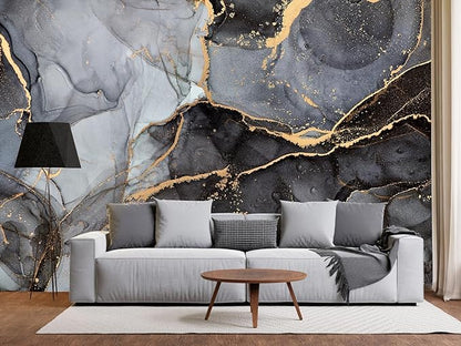 Dark Marble Wallpaper Natural Abstract Texture Wall Mural for Living Room Bedroom（Not Peel and Stick）