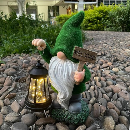 Solar Garden Statue Lights Gnome Figurine with Solar Light Outdoor Patio Lawn Yard Garden Decor for Women Mother's Day Housewarming Gifts