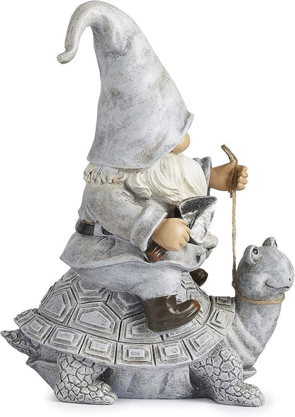 Roman Giftware Inc., Garden Collection, Gnome Riding Turtle Statue, 11.5" H, Decorative, Garden Gift, Home Outdoor Decor