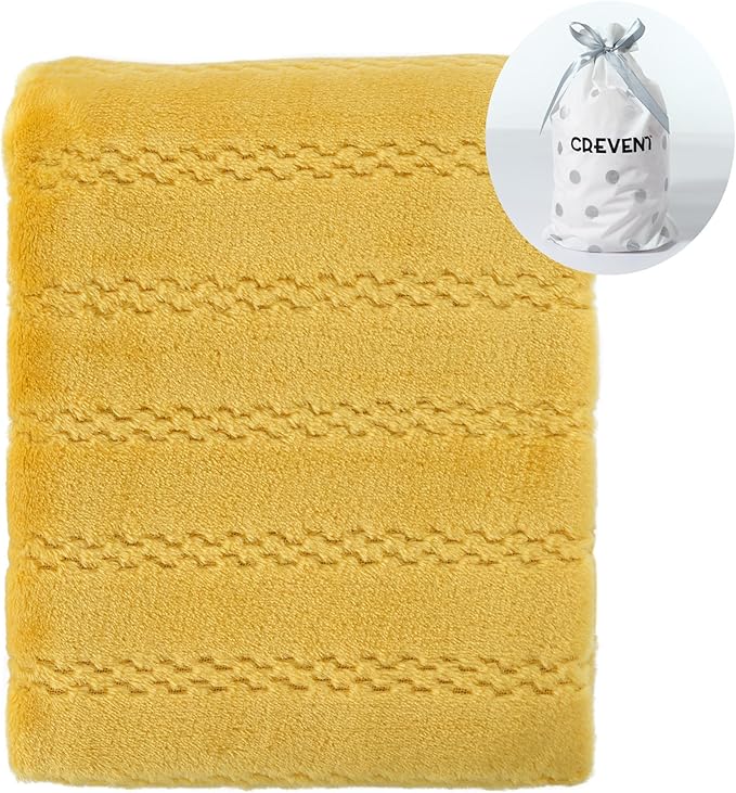 CREVENT 30''X40'' Soft Cozy Warm Baby Blankets for Boys Girls Solid Color - All Season Use - Newborn Essentials (Sunshine Yellow)