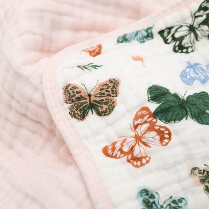 Little Unicorn Original Premium Cotton Quilt | Multi-Layered & Extra-Soft Muslin Fabric |for Babies & Toddlers (Butterflies)