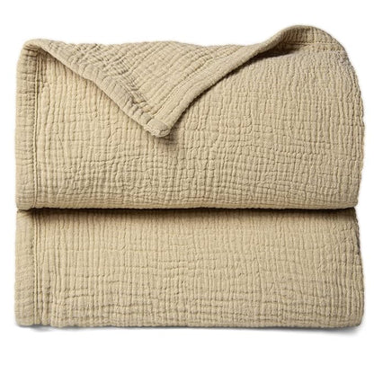 Lulu moon Muslin Quilt Blanket, Crib Blanket for Baby and Toddler,47x47 Inches(Khaki)