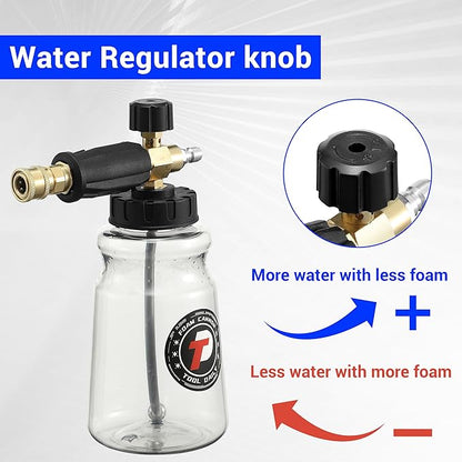 Tool Daily Pressure Washer Foam Cannon with 3 Pieces Curved Extension Wands 16 Inch, Soap Spray Nozzle, 1/4” Quick Connect, 3600 PSI