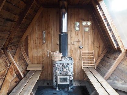 HSE Cedar Sauna Thermometer - Mechanical Thermometer with Minimalist Design and Glass Dials