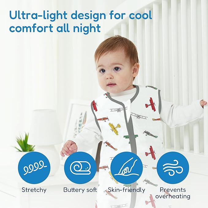 TotAha Newborn Sleep Sacks 0-3 months 3 Pack, Light, Soft, and Safe Baby Wearable Blanket Sleeping Bag with 2-Way Zippers, 0.5 TOG