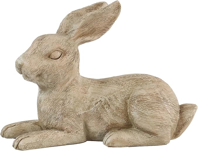 Hymmah Rabbit Statue Sculpture Home Decor Rustic Home Decorations for Living Room, Boho Resin Animal Collectible Figurines for Indoor Decor