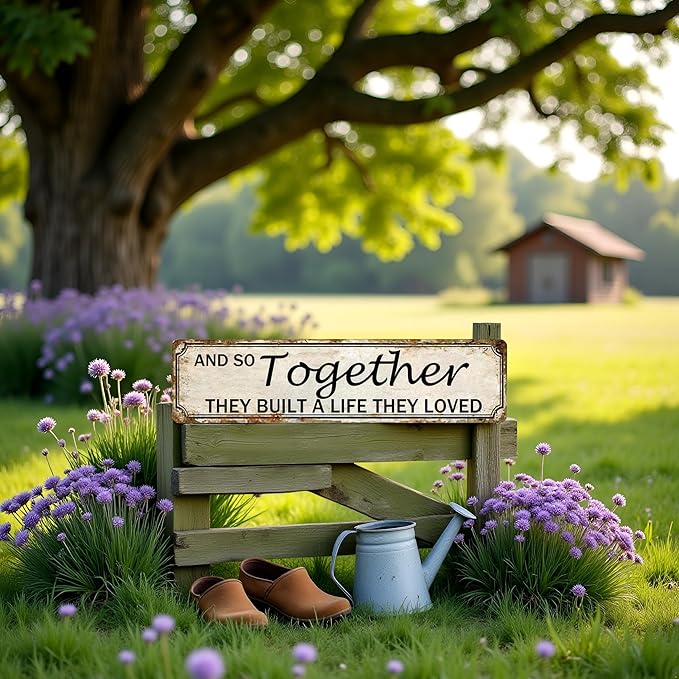 And So Together They Built A Life They Loved Tin Sign Farmhouse Wall Decor Rustic Home Decor Farm House Decorations For Home 4x16 Inch