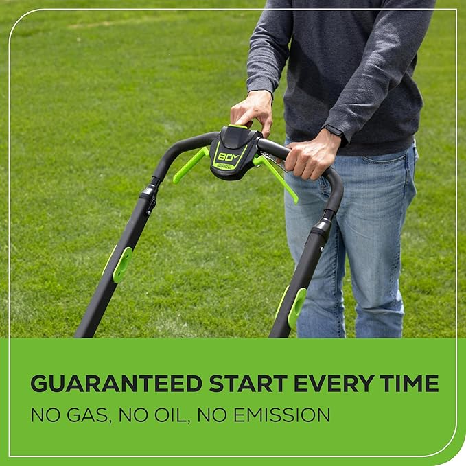 Greenworks 80V 25" Brushless Cordless (Self-Propelled) Dual Blade Lawn Mower (LED Headlight + Aluminum Handles), 4.0Ah Battery and Rapid Charger Included