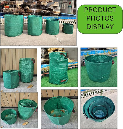 Reusable Yard Waste bags,Collapsible Leaf Bag with Gardening Gloves,Yard Debris Collapsible Bag With 4 Handles, for Leaves, Lawn Debris & Grass Clippings (14Gallon)