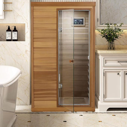 Saunas 909Mini Far Infrared Sauna, Indoor Dry Sauna (Red Cedar, 1 Person Mini Size Right Door)
