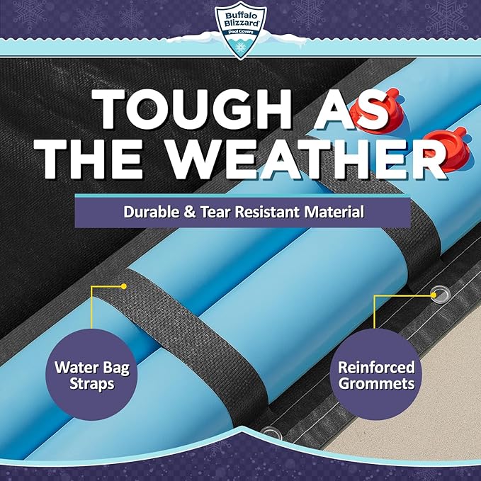 Buffalo Blizzard Economy 20 ft x 45 ft Rectangular Winter Pool Cover | Black/Blue | Closing Inground Swimming Pools | Easy to Install | Heavy Duty, Cold & UV Resistant | Shields from Seasonal Debris