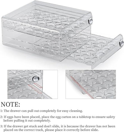 60 Eggs Organizer for Refrigerator, Large Egg Holder for Fridge, Clear Egg Container for Refrigerator, Stackable Egg Storage Trays for Countertop, Egg Drawer Dispenser, Egg Storage Container