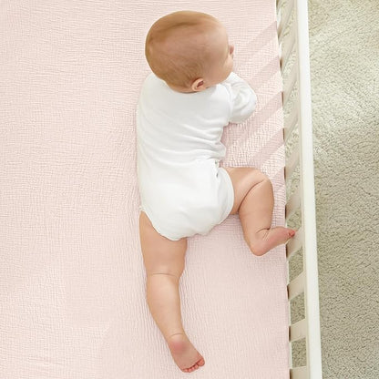 Bearmoss Muslin Crib Sheets - 100% Cotton Baby Crib Sheets Fitted for Standard Crib Mattress & Toddler Bed Mattress 52"x28" Soft Breathable Crib Sheet Neutral for Boys Girls - 2 Pack (Pink Purple)