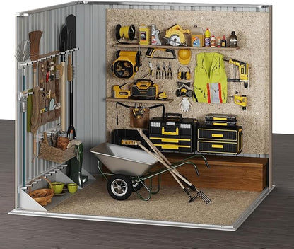 Aoxun 5x3 FT Shed Outdoor Waterproof Storage Shed Metal Garden Shed with Lockable Doors & Slooping Roof for Backyard, Patio, Poolside (Brown)