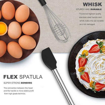 Kitchen Utensil Set-Silicone Cooking Utensils-33 Kitchen Gadgets & Spoons for Nonstick Cookware-Silicone and Stainless Steel Spatula Set-Best Kitchen Tools, Useful Pots and Pans Accessories