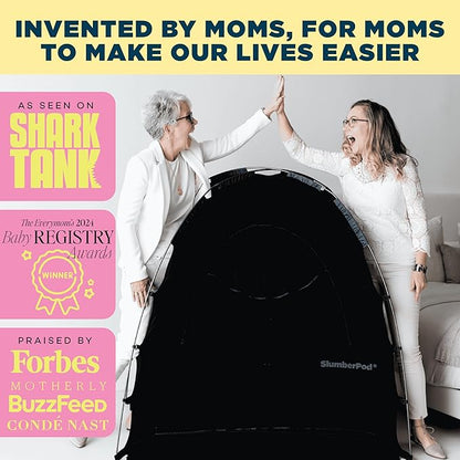 SlumberPod with Fan The Original Blackout Sleep Tent Travel Essential for Baby and Toddlers, Mini Crib and Pack n Play Cover, Sleep Pod with Monitor Pouch and Fan Pouch, Blocks 95%+ Light, Black