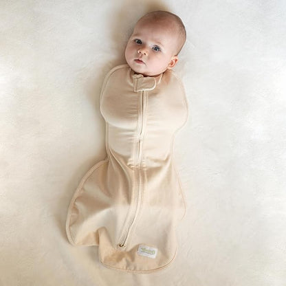 Woombie Original Baby Swaddling Blanket - Soothing, Cotton Zippered Swaddle - Wearable Newborn Blanket, Mint Alphabet, 14-19 lbs