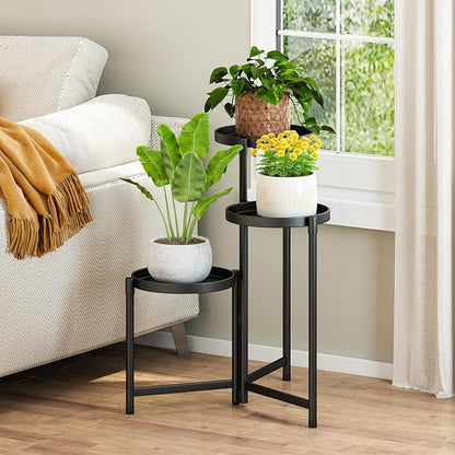 Plant Stand indoor outdoor - 3 Tier black Tall Metal Flower Pot Holder Potted Display Rack - Heavy Duty Corner Plant Shelf for Patio Garden Balcony Living Room Bedroom