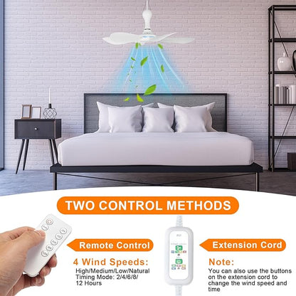 2 Set Solar Rechargeable Chicken Coop Shed Pendant Light, Solar Hanging Ceiling Fan with Remote Control Timing, Ventilation Lighting Kit for Chicken Coop Greenhouse Barn Camping Poultry