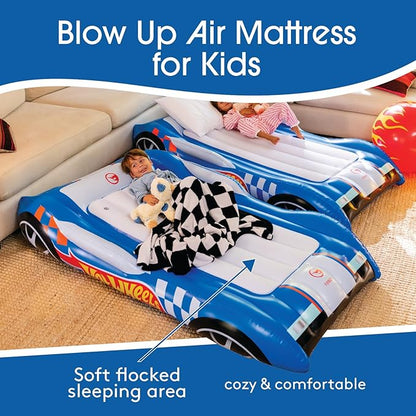 Hot Wheels & FUNBOY Kids Sleepover Bed & Air Mattress. Perfect for Sleepovers. Includes Carrying Storage Bag, Twin