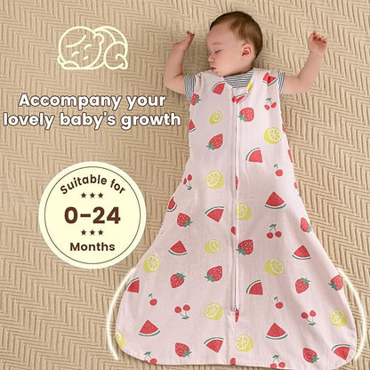 PHF Soft Baby Sleep Sack 18-24 Months 100% Organic Cotton Wearable Blanket, 2-Way Zipper 0.5 TOG Toddler Sleeping Sack 3 Pack, Comfy Sleep Bag for Baby Boys Girls, Lemon (X-Large)