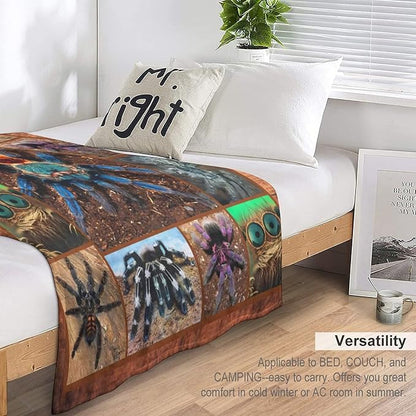 Tarantula Spider Blanket Gifts for Tarantula Lovers Tarantula Throw Blanket for Men Women Kids Adults Soft Warm Cozy Fleece Blanket for Couch Sofa Bed 40"x50"