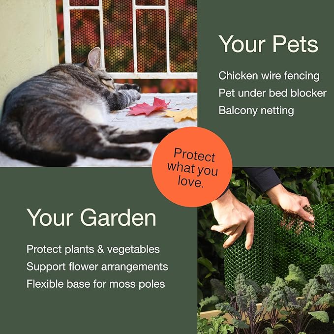 MaPorch Plastic Chicken Wire Mesh Fence - Black Mesh, 15.7 in x 10 ft - Quick-Install Chicken Wire Fencing - Plant Protectors from Animals - Durable Garden Netting - Pet & Poultry Netting (2-Pack)