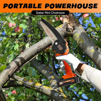 Saker Mini Chainsaw|6 Inch Chainsaws[2025 Upgraded]|Mini Cordless Electric Chain Saw|Small Handheld Portable Chain Saws Battery Powered Saw for Tree Trimmer and Garden