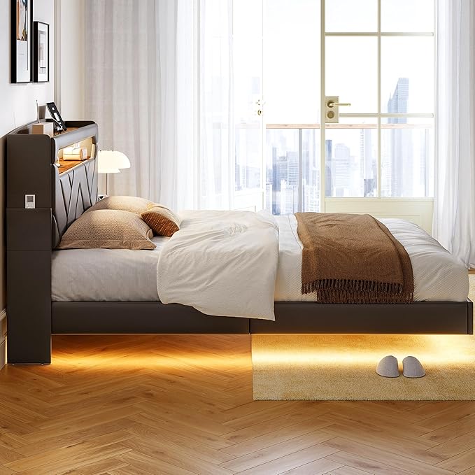 LINSY Floating Bed Frame Queen Bedframe
