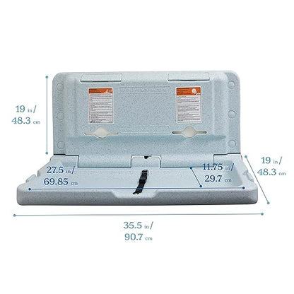 ECR4Kids Horizontal Wall-Mounted Changing Station, Baby Changer, Blue/Grey Speckled