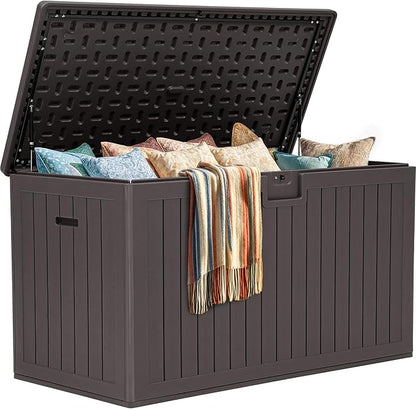YITAHOME 200 Gallon Double-Wall Deck Box with Divider & Side Handles, Outdoor Large Storage for Patio Furniture Cushions, Garden Pool Accessories, Water Resistant & Lockable