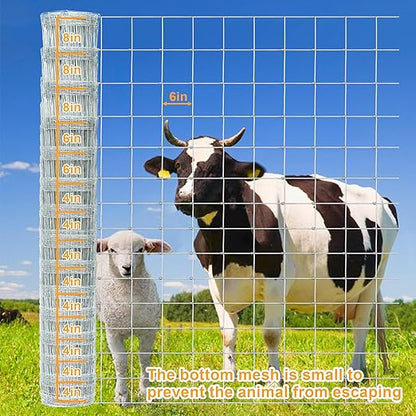 6ft x 164ft Heavy-Duty Galvanized Farm Fence – Durable Livestock Fence for Cattle, Sheep, Goats, Deer – Field Fencing for Yard & Ranch Protection